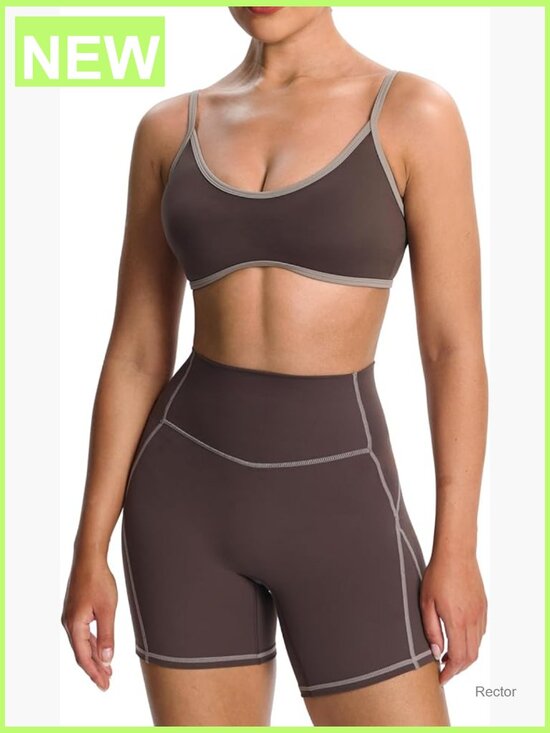 Other - Color Block Sports Bra Strappy Back Yoga Crop Tank Workout Fitness